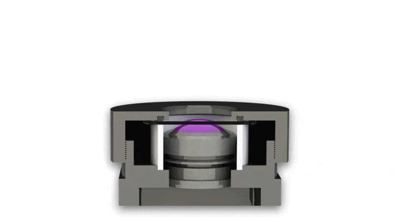 Animation of water being expelled through ultrasonic lens cleaning